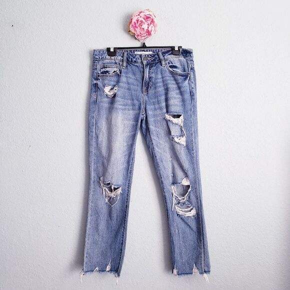 Hidden Bailey Medium Wash Distressed Boyfriend Jeans - Picture 2 of 10